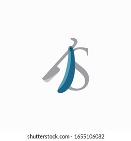 logo letter s with Shaver barber vector design 