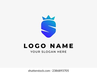 Logo Letter S Shield and Crown, Modern Colorful and Minimalsit Logo Design. Editable File