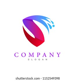 logo letter s with shield design vector, letter s icon , drop logo, 3d icon