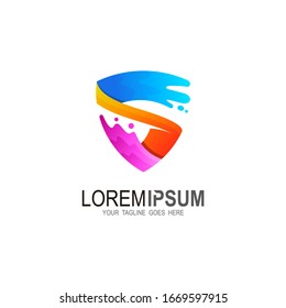 Logo-Buchstaben s mit Schild-Design-Vektorillustration, Briefsymbol, Droplogo, 3D-Symbol