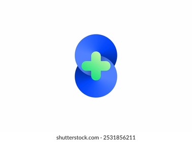Letra de logotipo S com símbolo médico plus, Modelo criativo para hospital e saúde.