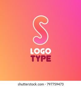 Logo with Letter S. Vector Illustration on style gradient background.