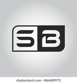 Logo letter SB with two different sides. Negative or black and white vector template design