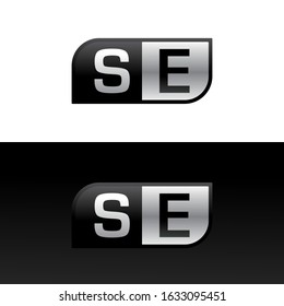 Logo letter SE with two different sides. Negative or black and white vector template design vector