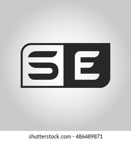 Logo letter SE with two different sides. Negative or black and white vector template design