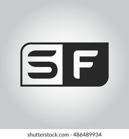 Logo letter SF with two different sides. Negative or black and white vector template design