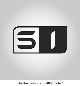 Logo letter SI with two different sides. Negative or black and white vector template design