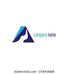 logo letter A simple river mountain vector design