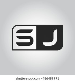 Logo letter SJ with two different sides. Negative or black and white vector template design
