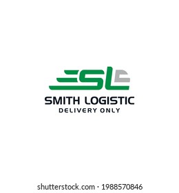 letra de logotipo Monograma SL con icono de logística