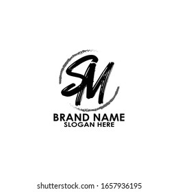letra logotipo sm cepillado diseño vectorial