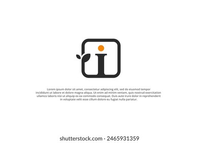 logo letter i square leaf business black