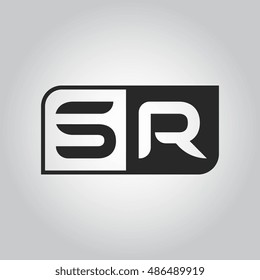 Logo letter SR with two different sides. Negative or black and white vector template design