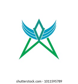 Logo A Letter Star Wing Symbol Army Airplane