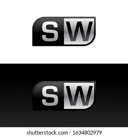 Logo letter SW with two different sides. Negative or black and white vector template design vector