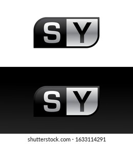 Logo letter SY with two different sides. Negative or black and white vector template design vector