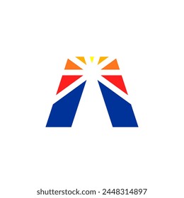 logo letra a símbolo azul rojo icono diseño de Vector