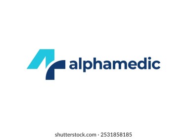 Letra de logotipo A com símbolo médico plus, Modelo criativo para hospital e saúde.