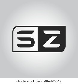 Logo letter SZ with two different sides. Negative or black and white vector template design