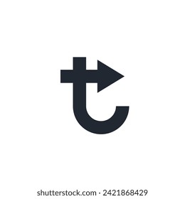 Logo letter T arrow design template element with blank background