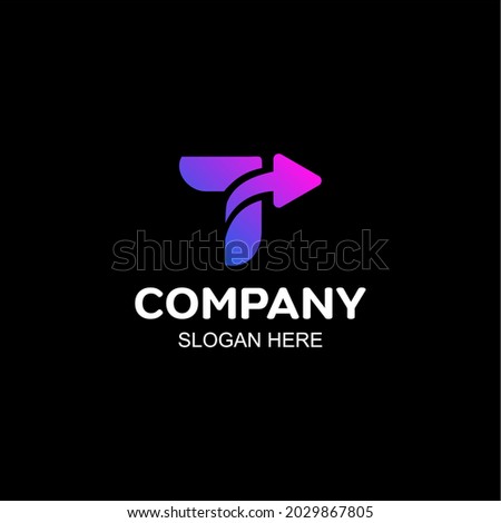 logo letter T and arrows. Transfer initial files T. vector illustration of arrows marking the sender of the file. suitable for applications, internet, signs and others