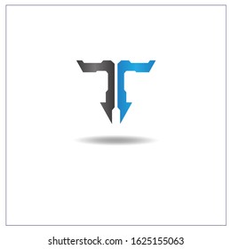 Logo Letter T. Can be used for application icons or banners. with blue and black gradient colors.
