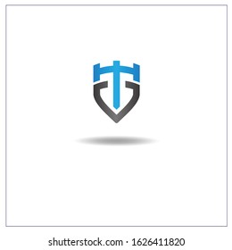 Logo Letter T. Can be used for application icons or banners. with blue and black gradient colors.