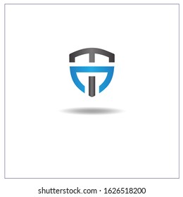 Logo Letter T. Can be used for application icons or banners. with blue and black gradient colors.