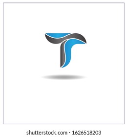 Logo Letter T. Can be used for application icons or banners. with blue and black gradient colors.