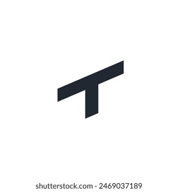 Logo letra T mayúscula diseño negro minimalista con fondo en blanco