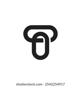 Logo letter T chain line stroke minimalist with blank background