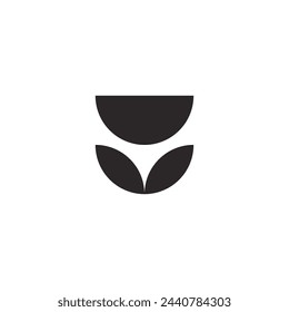 Logo letter T flower with leaf and blank background