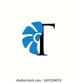 logo letter t with icon fan, vector design 