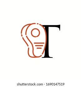logo letter t with icon steak beef vector design