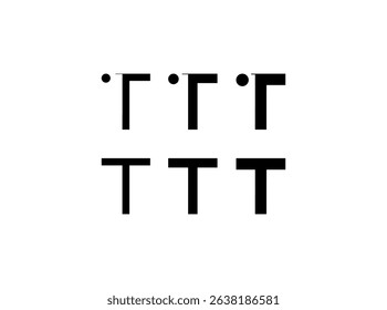 Logo letter T, new font alphabet, set of six different thicknesses (regular, bold, thick) for your brand name design, vector illustration 10 EPS