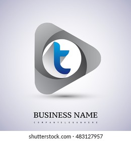 logo letter T rounded in the triangle shape, Vector design template elements for your application or company identity.