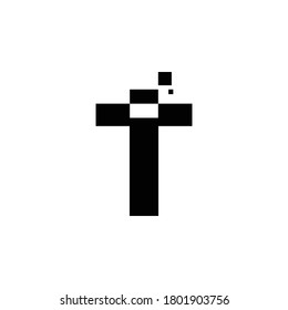 Letra con logotipo T con diseño vectorial de forma cuadrada.