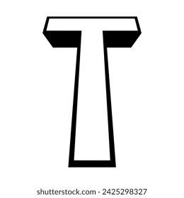 Logo letra t alto letra fuente delgada t altura en perspectiva