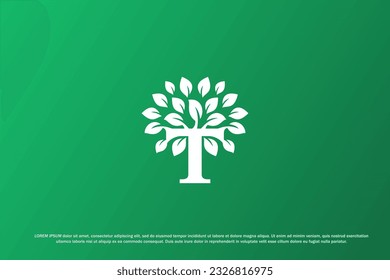 letra de logotipo t árbol leaf naturaleza vegetal bosque verde