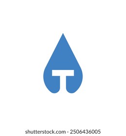 Logo letter T water drop unique design with blank background