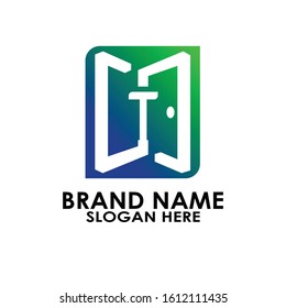 logo letter t with window and door vector design