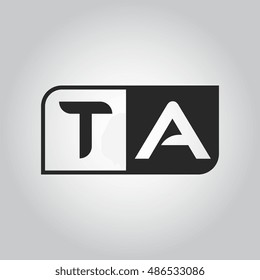 Logo letter TA with two different sides. Negative or black and white vector template design