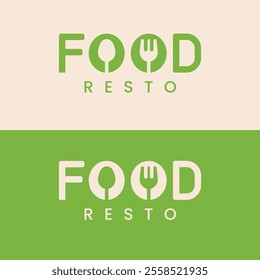 Logo Letter Template. Restaurant logo with spoon and fork. Food logo template.