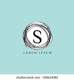 Logo letter template vector. Linear nest form background. S letter.