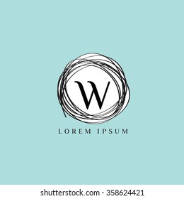 Logo letter template vector. Linear nest form background. W letter.