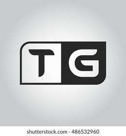 Logo letter TG with two different sides. Negative or black and white vector template design