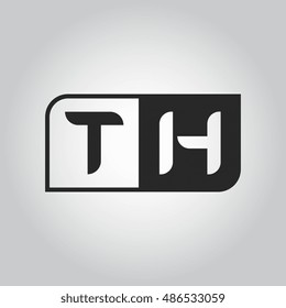 Logo letter TH with two different sides. Negative or black and white vector template design