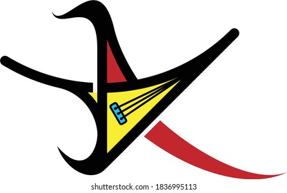 Logo letter A that look like a guitar star