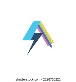 A logo, Letter a logo and thunder design