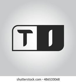 Logo letter TI with two different sides. Negative or black and white vector template design